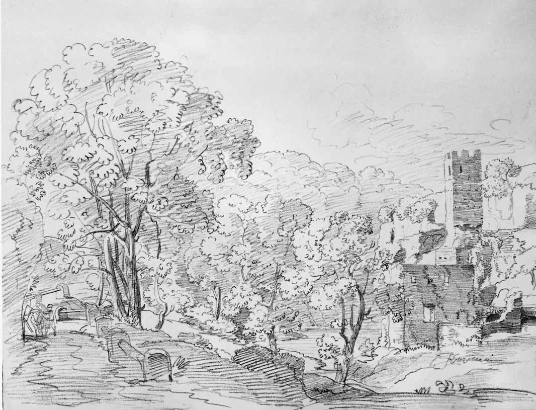 Luigi Basiletti-43-La torre all'ingresso di Marino sulla strada di Albano 